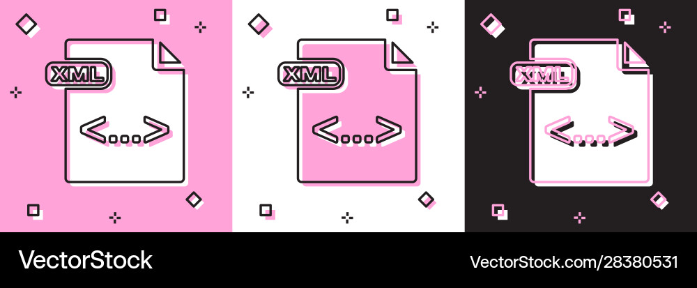 Set xml file document download button icon Set xml file document download button icon vector image