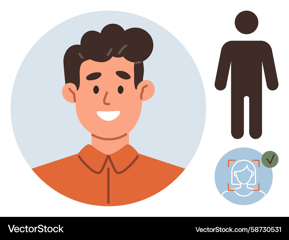 Smiling person portrait with user identification Smiling person portrait with user identification Vector Image