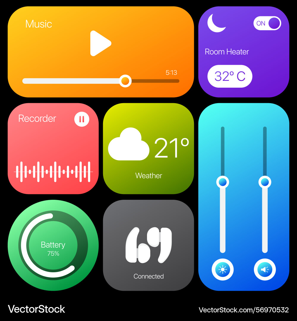 Colorful smart device ui elements set vector image