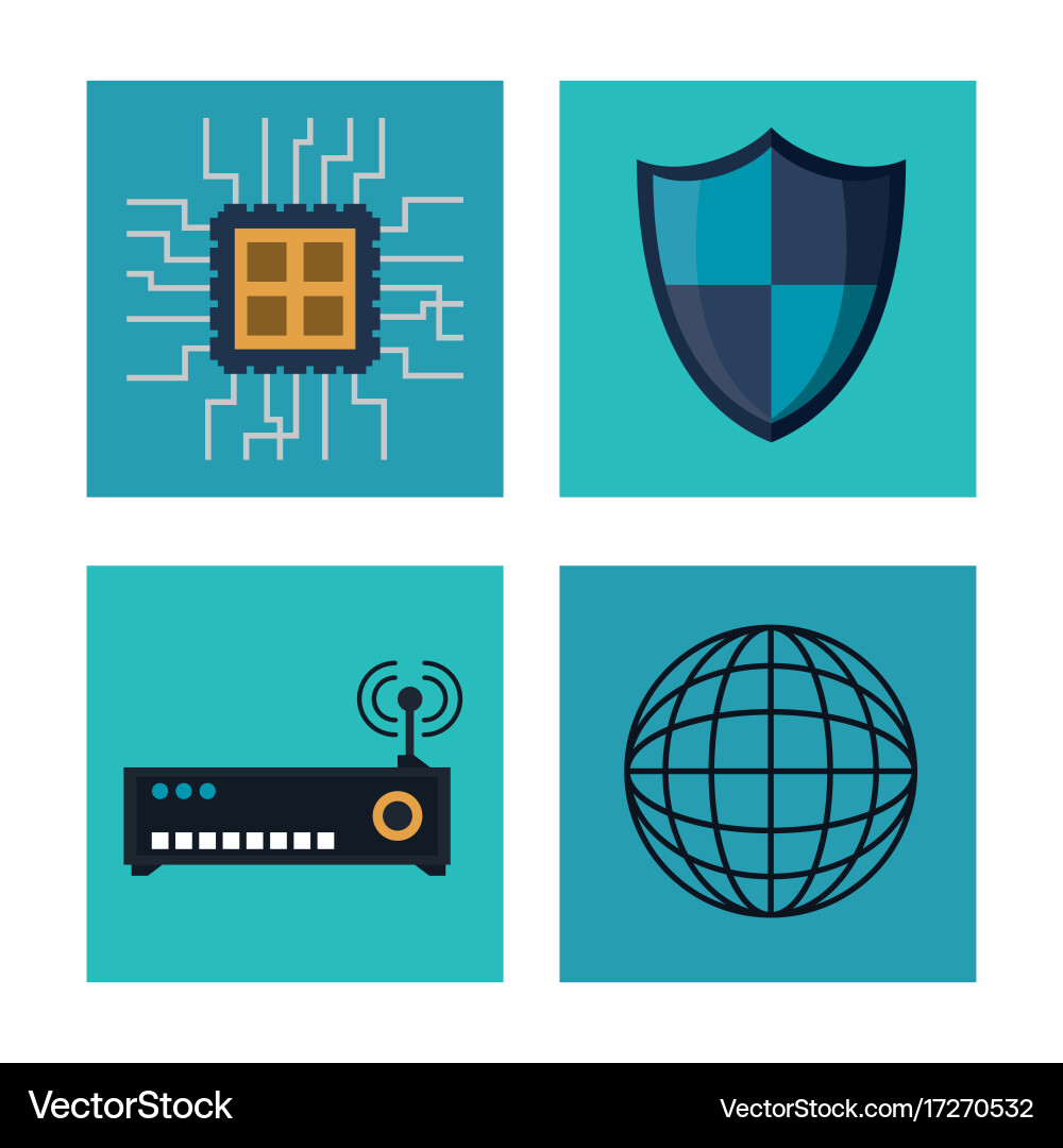 Database and hosting icons vector image