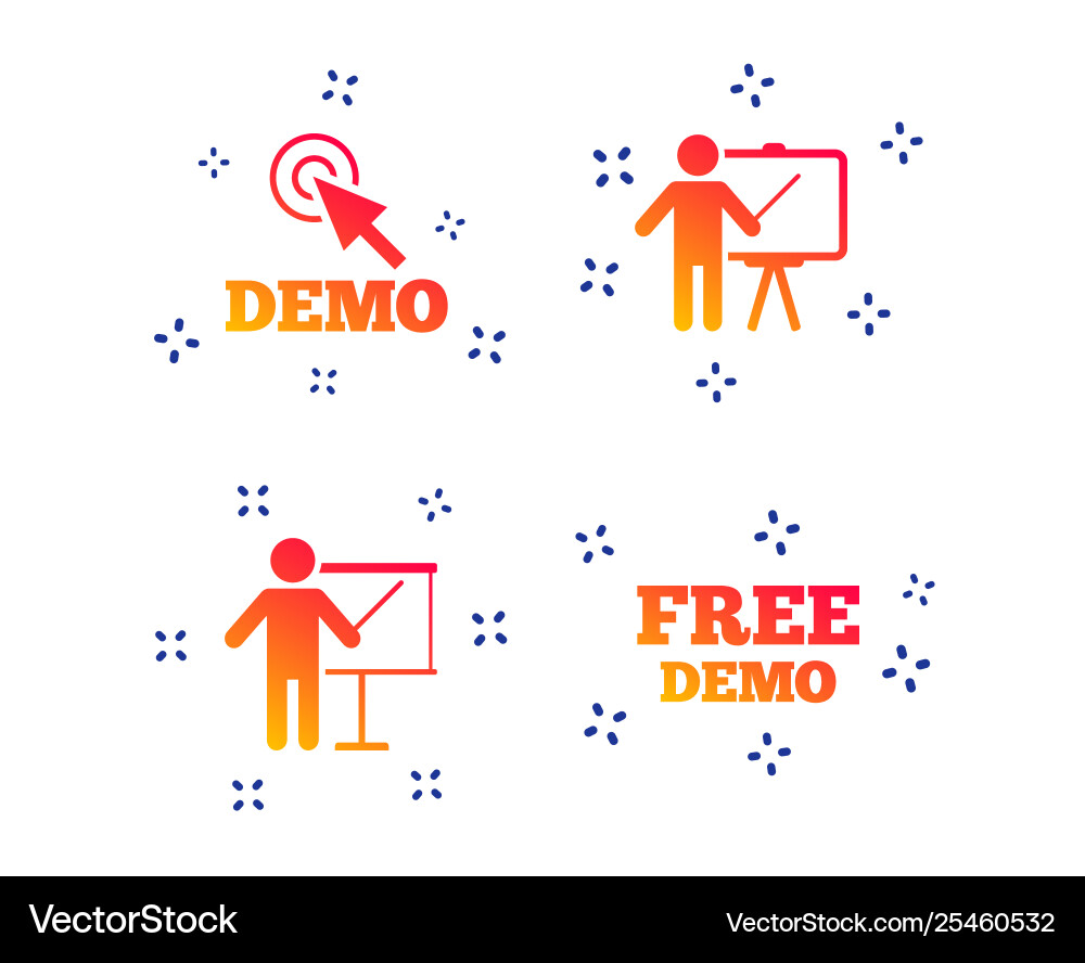Demo with cursor icon presentation billboard Demo with cursor icon presentation billboard Vector Image