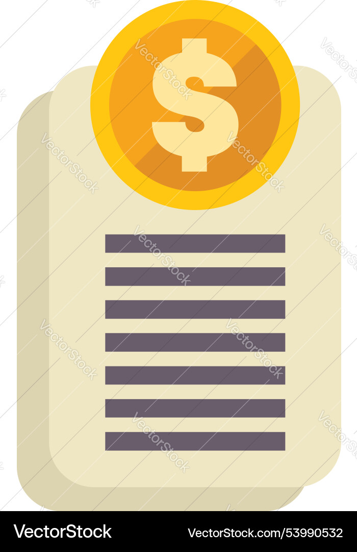 Document with dollar coin representing financial Document with dollar coin representing financial vector image