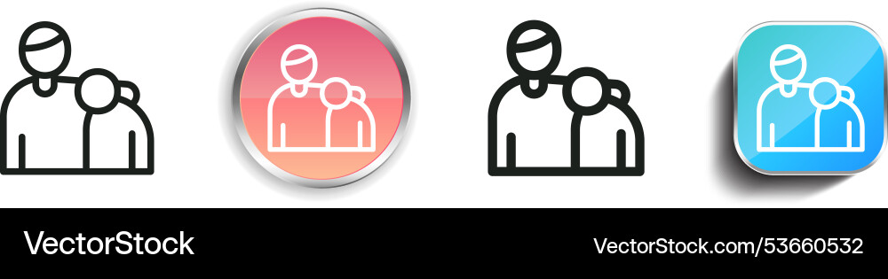 Elderly icon thin linear regular and button style Elderly icon thin linear regular and button style Vector Image