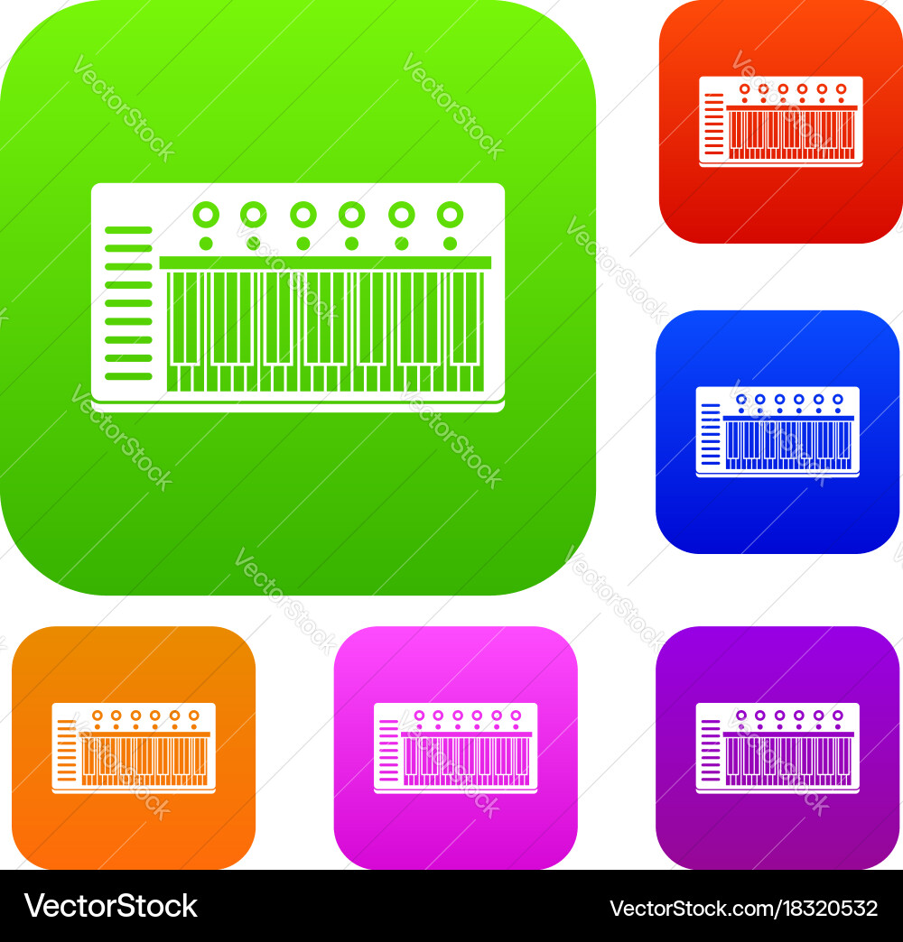 Electronic synth set color collection vector image