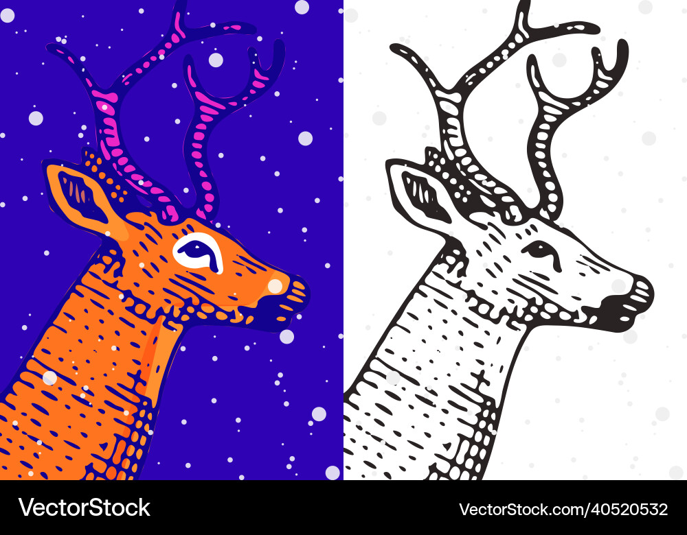 Forest deer with antlers merry christmas banner Forest deer with antlers merry christmas banner vector image