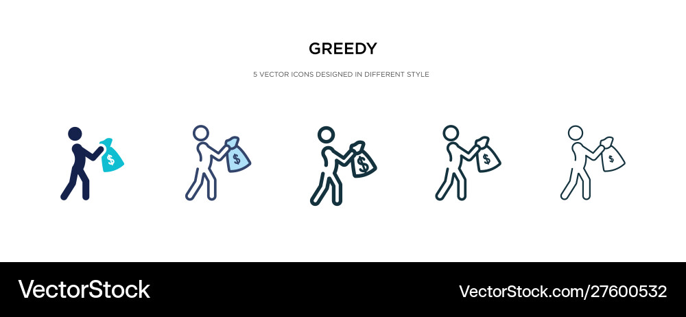 Greedy icon in different style two colored Vector Image