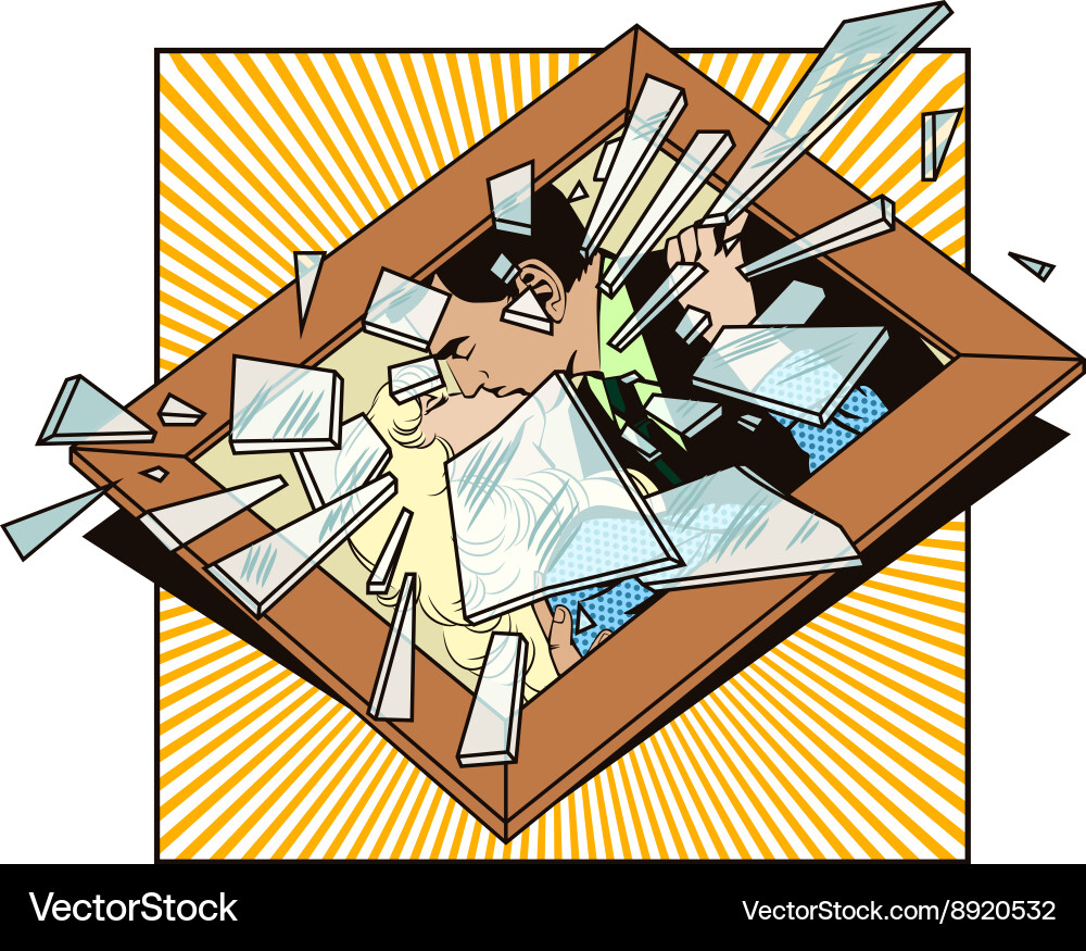 Object in retro style broken frame with a photo vector image