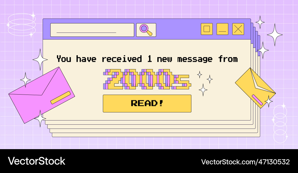 Old computer window opened with reminder Old computer window opened with reminder vector image