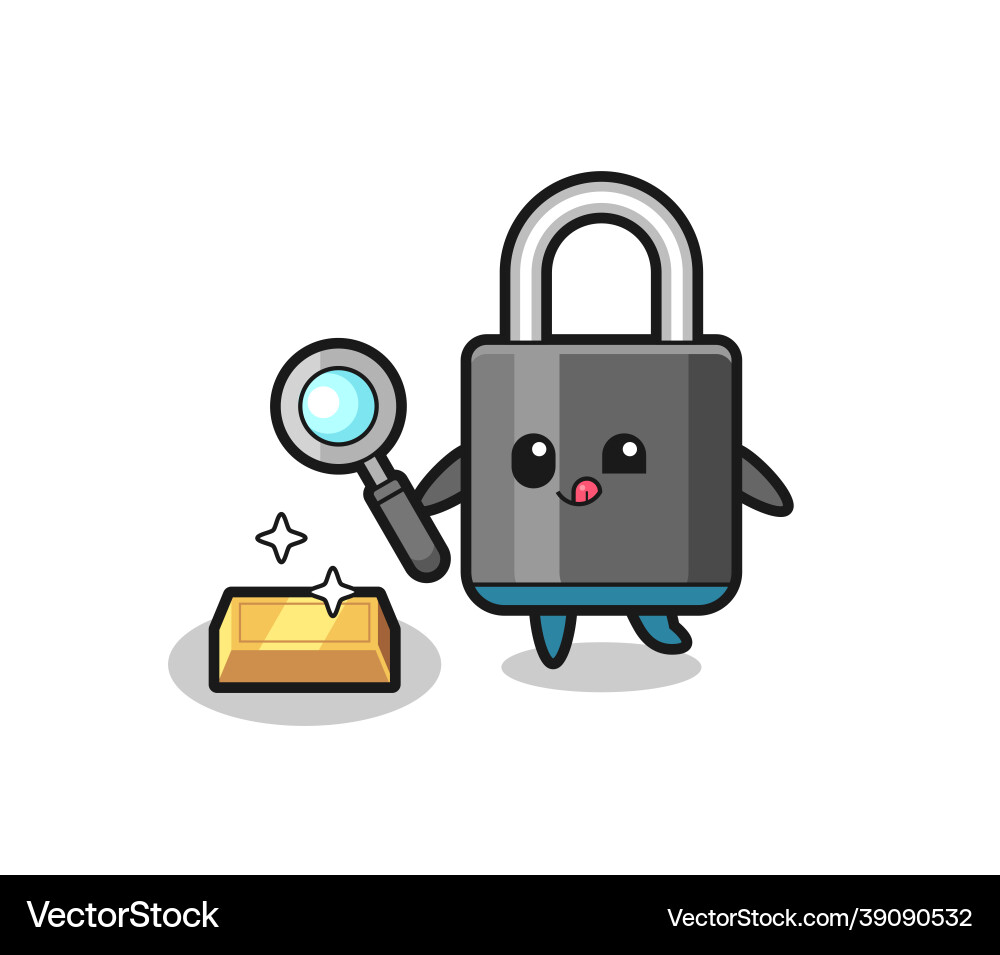 Padlock character is checking the authenticity Vector Image