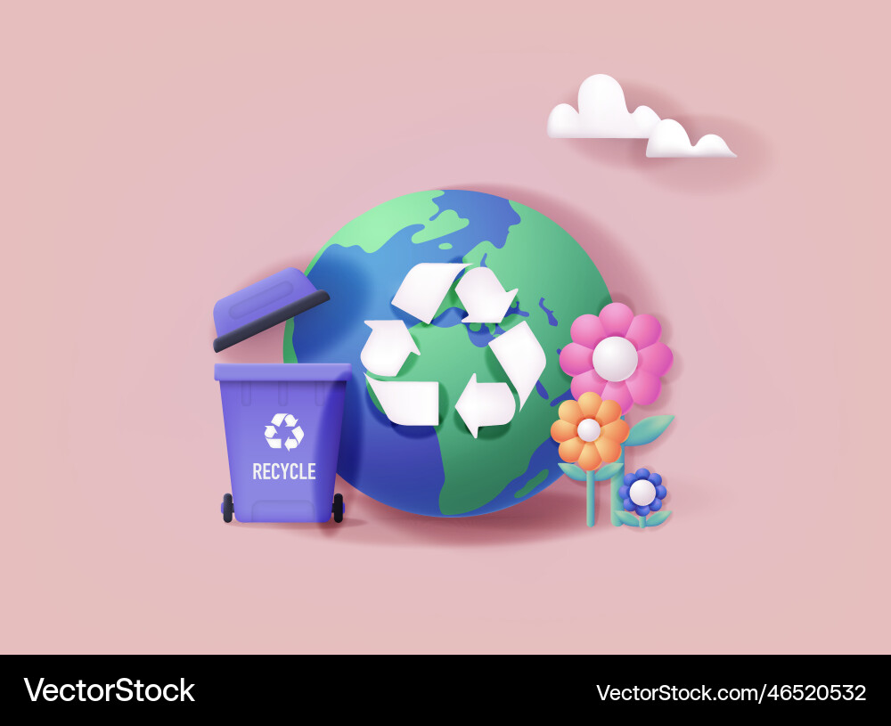 Recycling garbage bin trying to reduce co2 Recycling garbage bin trying to reduce co2 vector image