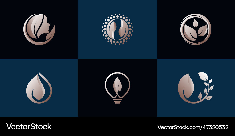 Set of nature logo with gradient style color Set of nature logo with gradient style color vector image