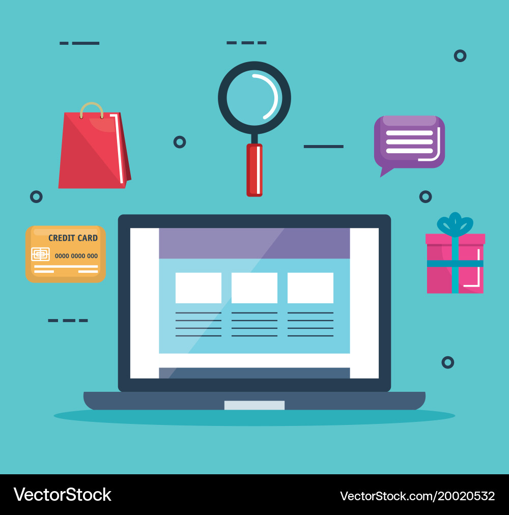 Shopping on line set icons Vector Image