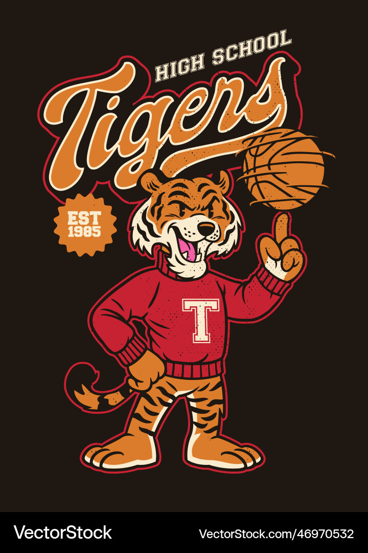 Vintage Tiger Athletic Shirt vector image