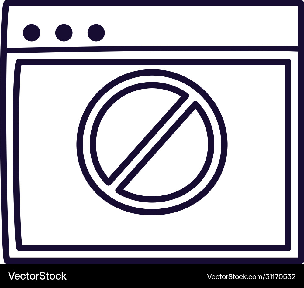 Website with forbidden symbol line style icon vector image