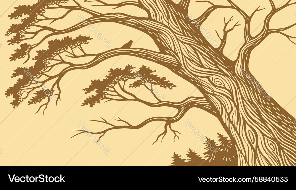 Ancient tree trunk textured nature element design Vector Image