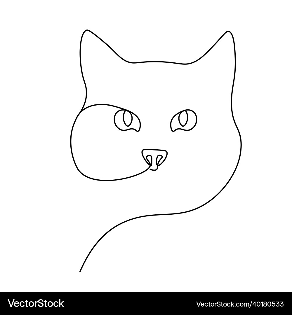 Continuous one line drawing of cat Vector Image