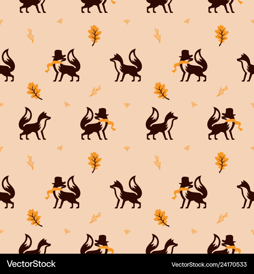 Fox seamless pattern using scarf and autumn leaf Vector Image