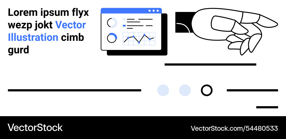 Futuristic robotic hand pointing at data analytics Futuristic robotic hand pointing at data analytics vector image