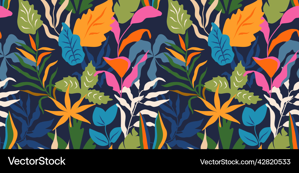 Modern seamless pattern with exotic leaves Modern seamless pattern with exotic leaves Vector Image