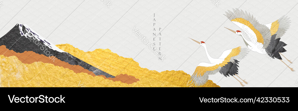 Natural landscape background with japanese wave Natural landscape background with japanese wave vector image