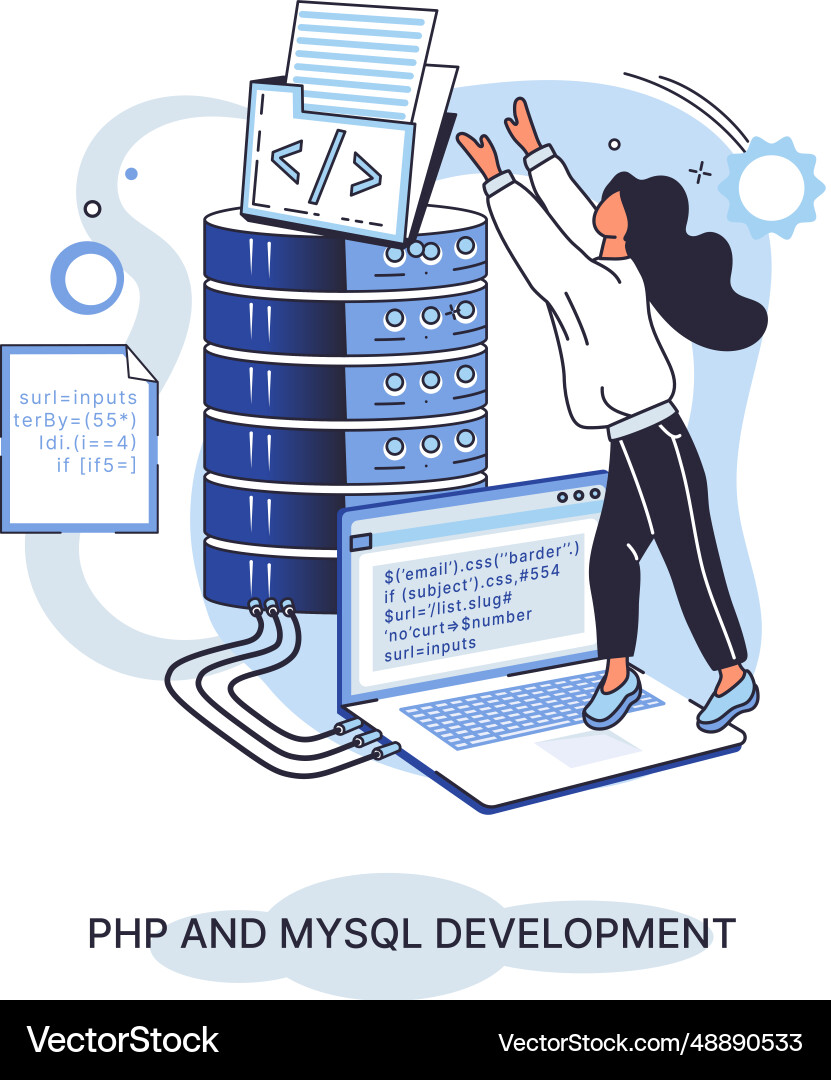 Php und mysql Entwicklungssoftware Webseite Php und mysql Entwicklungssoftware Webseite vektorbild