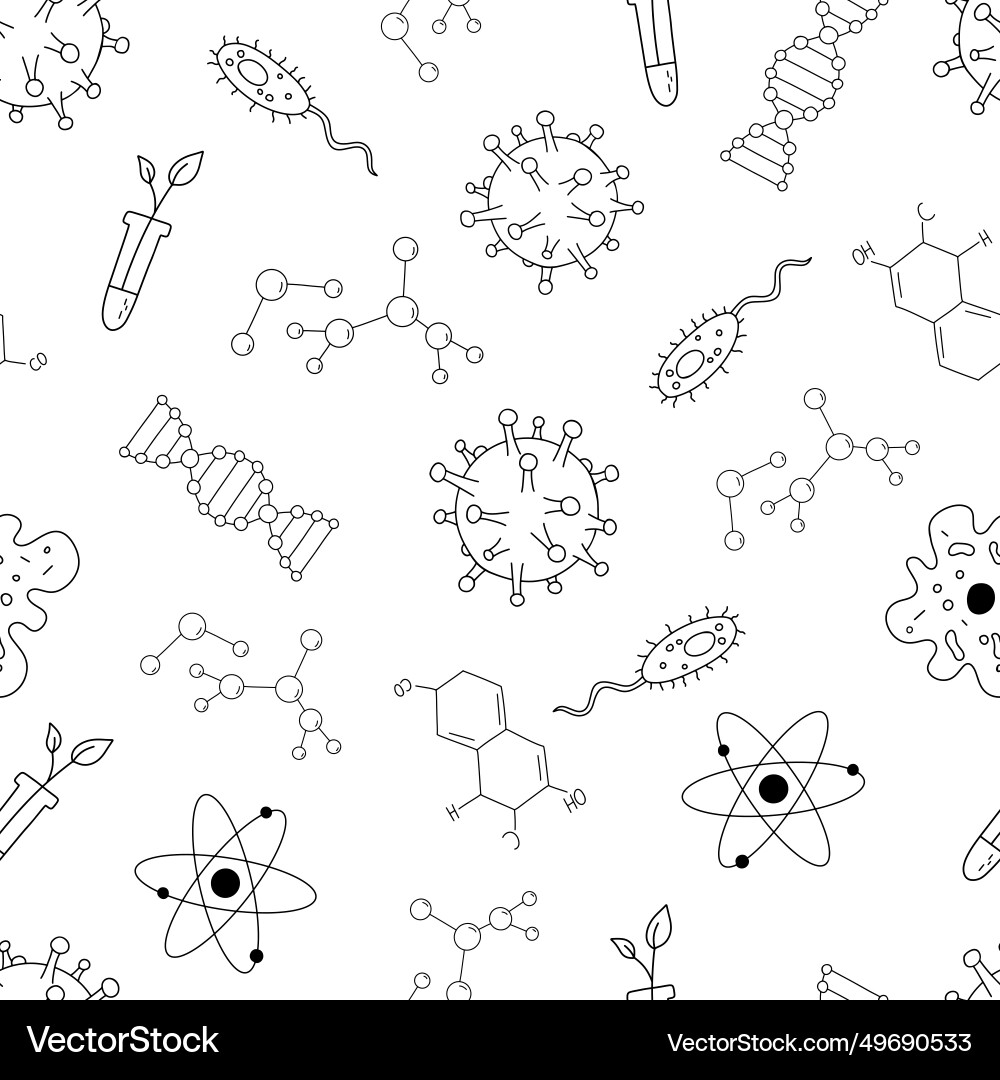 Seamless monochrome pattern with science vector image
