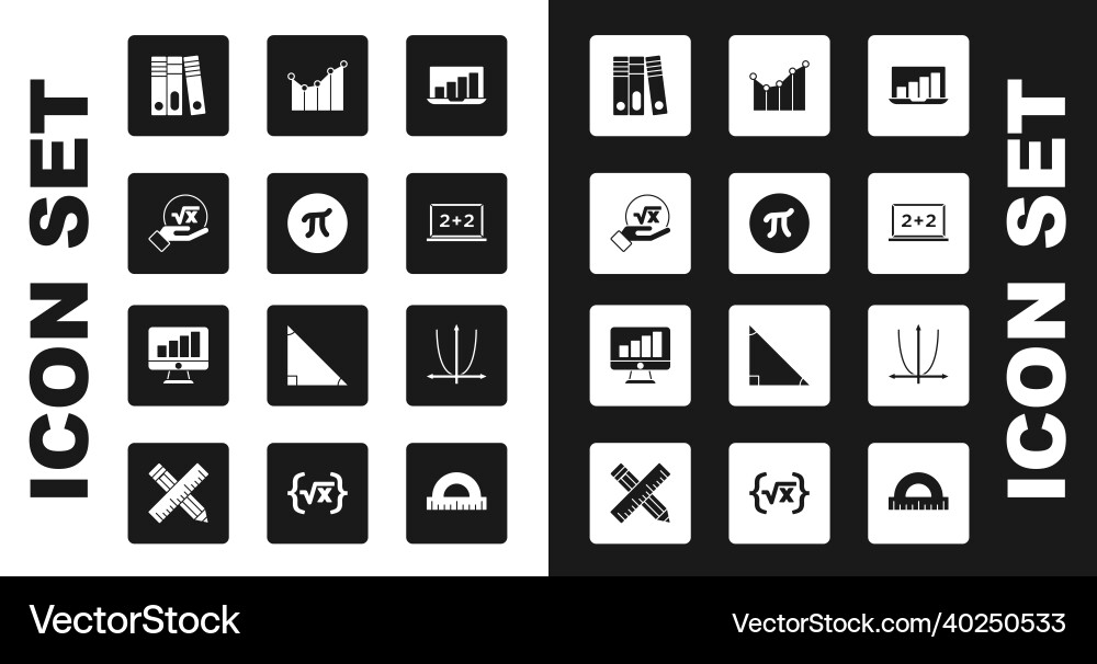 Set laptop with graph chart pi symbol square Set laptop with graph chart pi symbol square vector image
