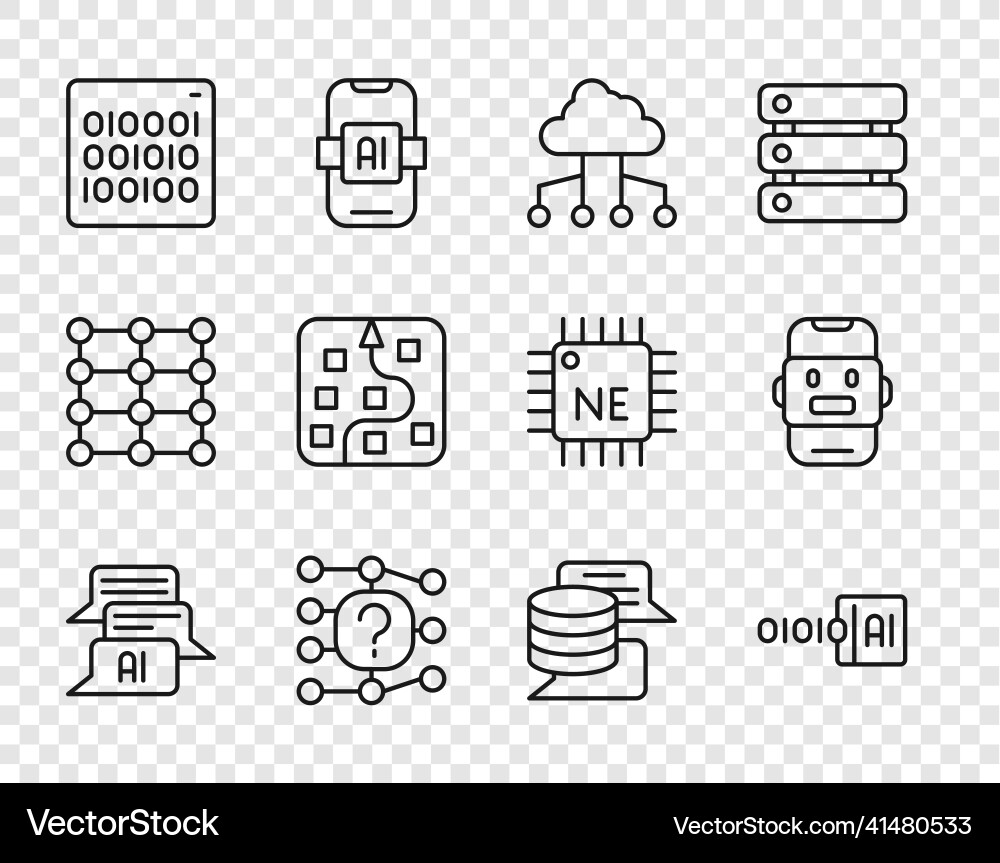 Set line chat bot binary code network cloud Set line chat bot binary code network cloud vector image