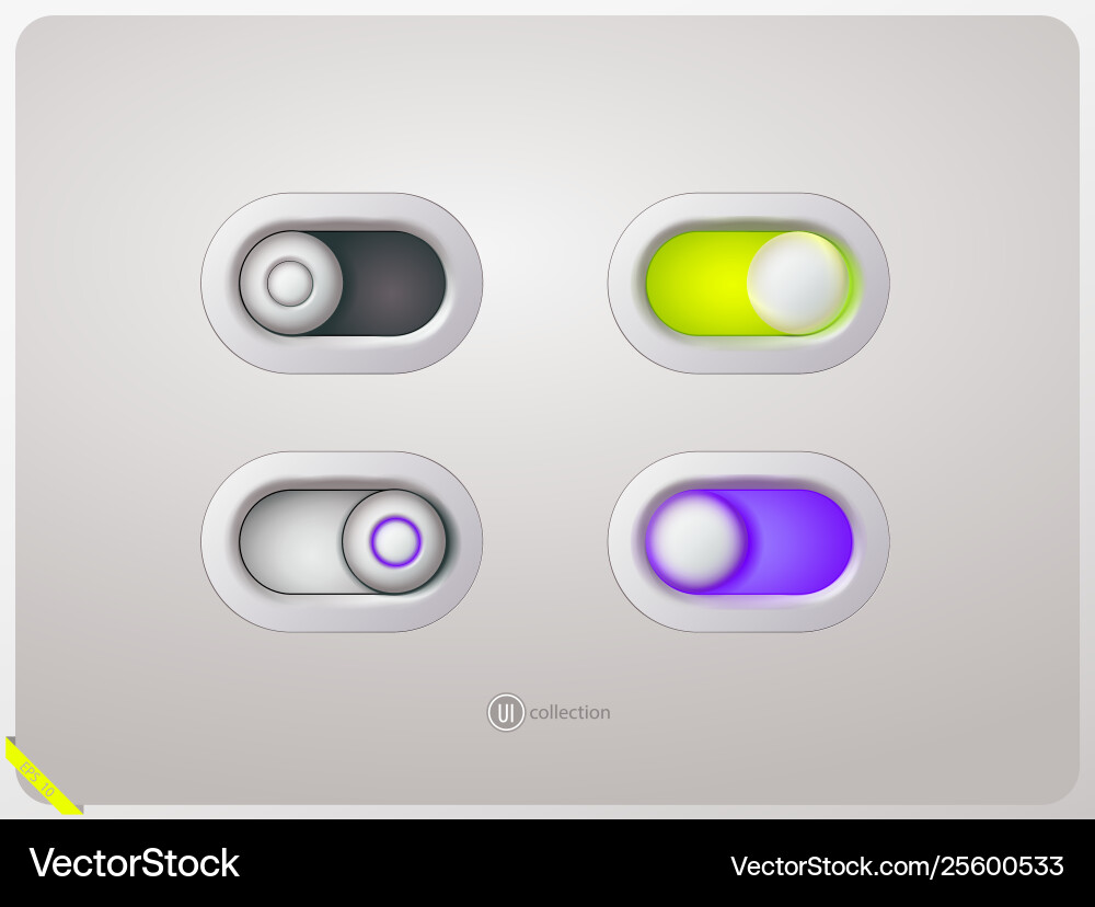 User interface switch in on and off position User interface switch in on and off position Vector Image