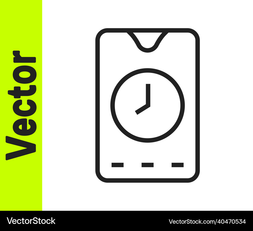 Black line alarm clock app smartphone interface Black line alarm clock app smartphone interface vector image