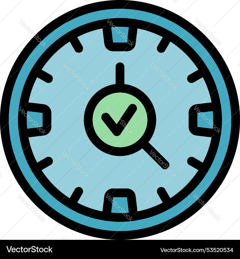 Clock face with check mark showing punctuality vector image