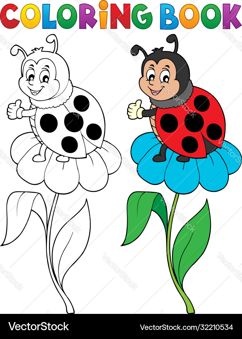 Coloring book ladybug theme 6 Royalty Free Vector Image