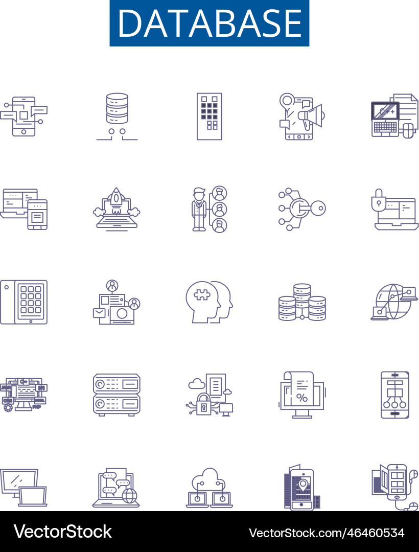 Database line icons signs set design collection Database line icons signs set design collection vector image