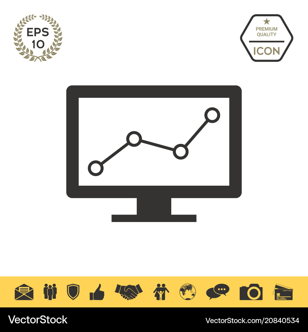 Digital Monitors with Graph Icon vector image