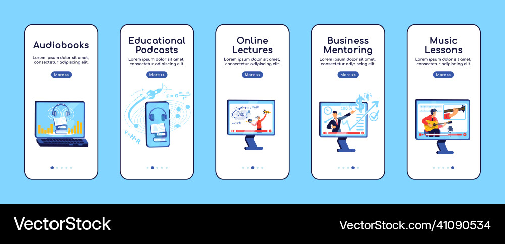 E learning onboarding mobile app screen flat E learning onboarding mobile app screen flat vector image