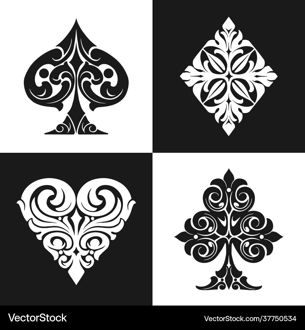 Elegant playing card suits symbols collection Elegant playing card suits symbols collection vector image