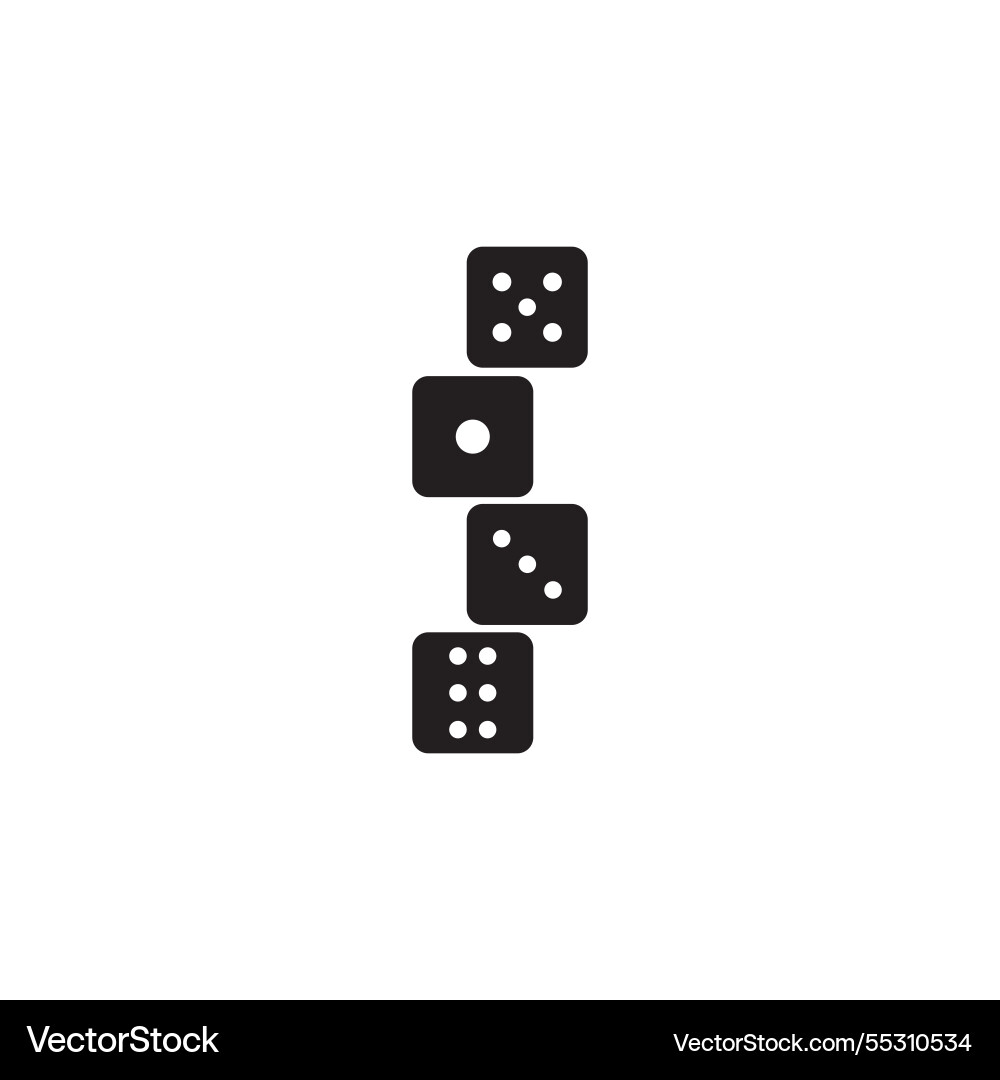 Four dice stacked vertically Vector Image