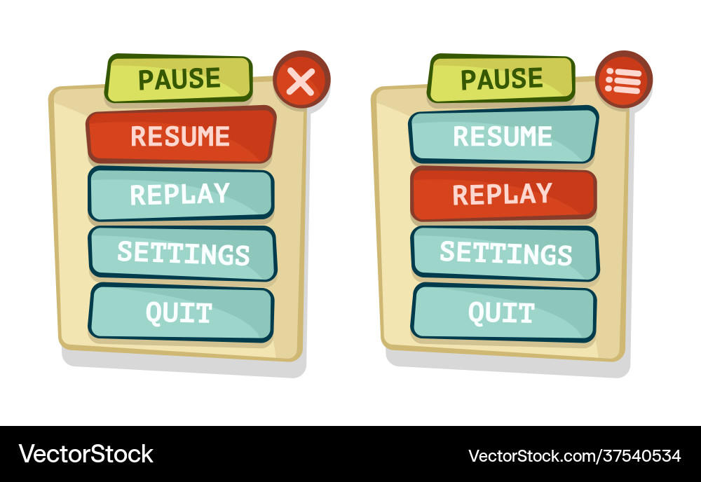 Game Menu Interface - Simple Style vector image