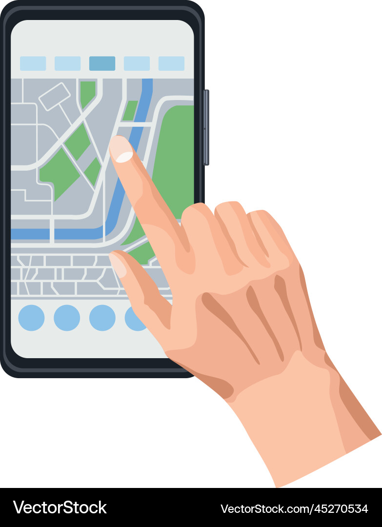 Hand using gps app Vector Image