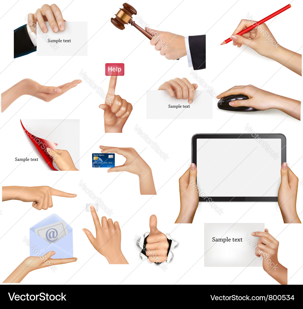Hands with Business Objects Vector Image