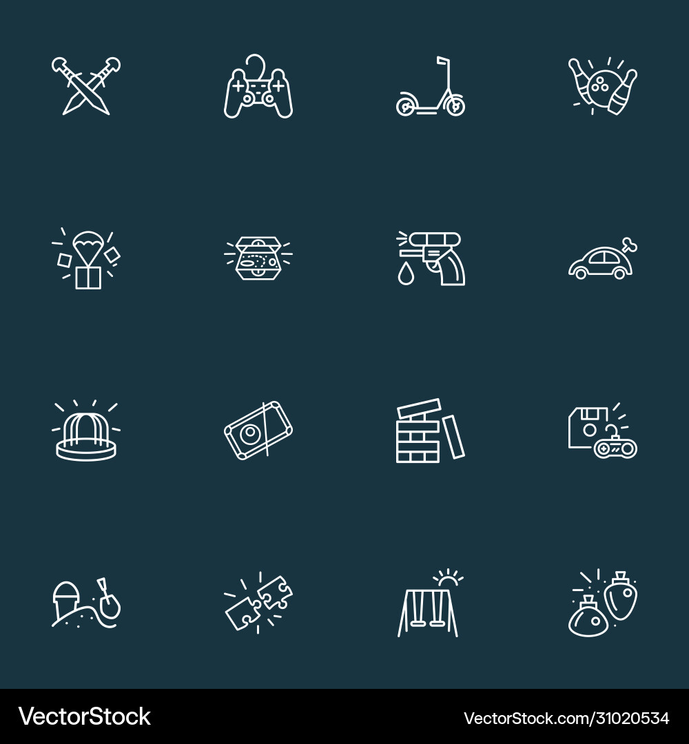 Hobby icons line style set with playstation Hobby icons line style set with playstation vector image