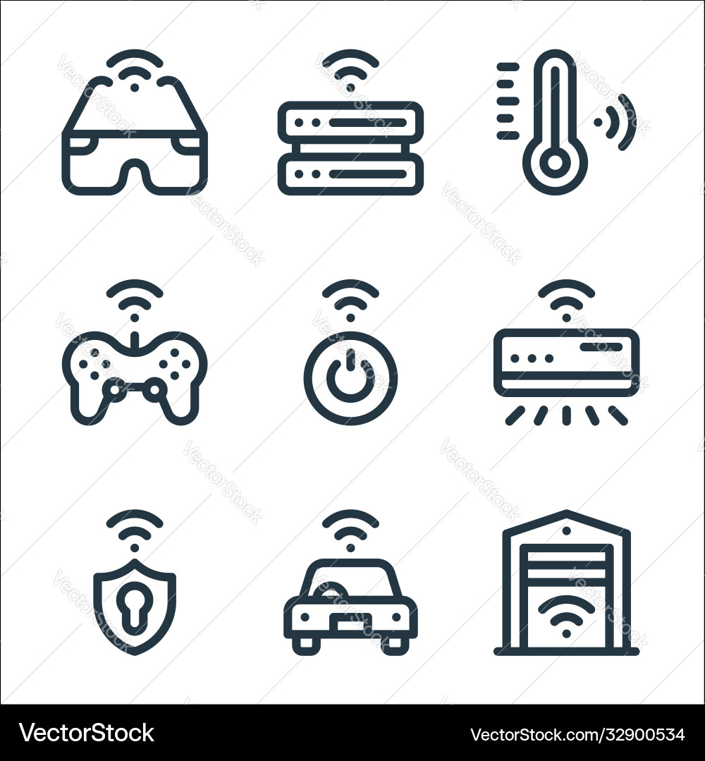 Internet things line icons linear set quality Internet things line icons linear set quality vector image