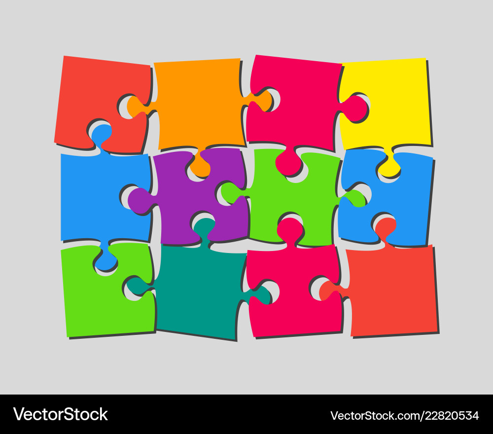 Jigsaw Puzzle Banner - Scattered Pieces Vector Image
