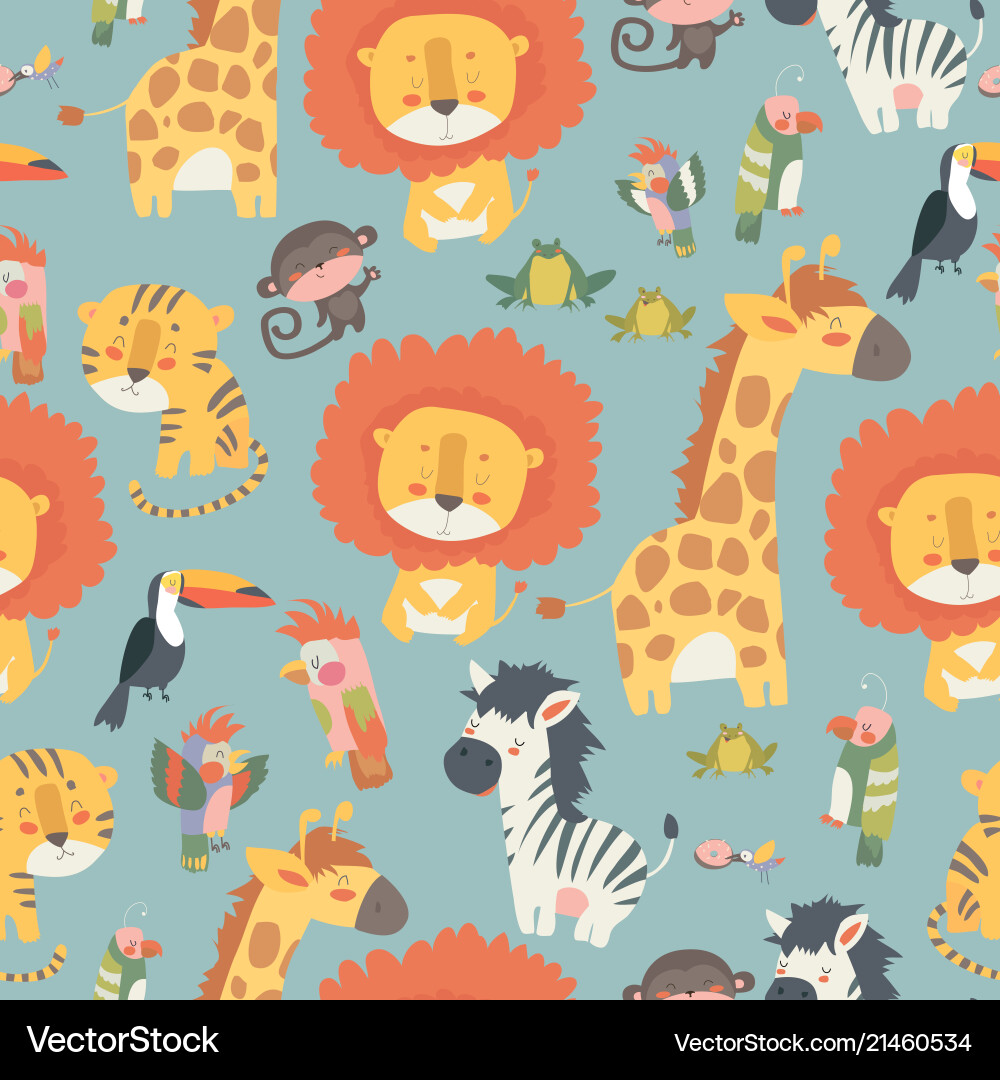 Jungle Animals Pattern Vector Image