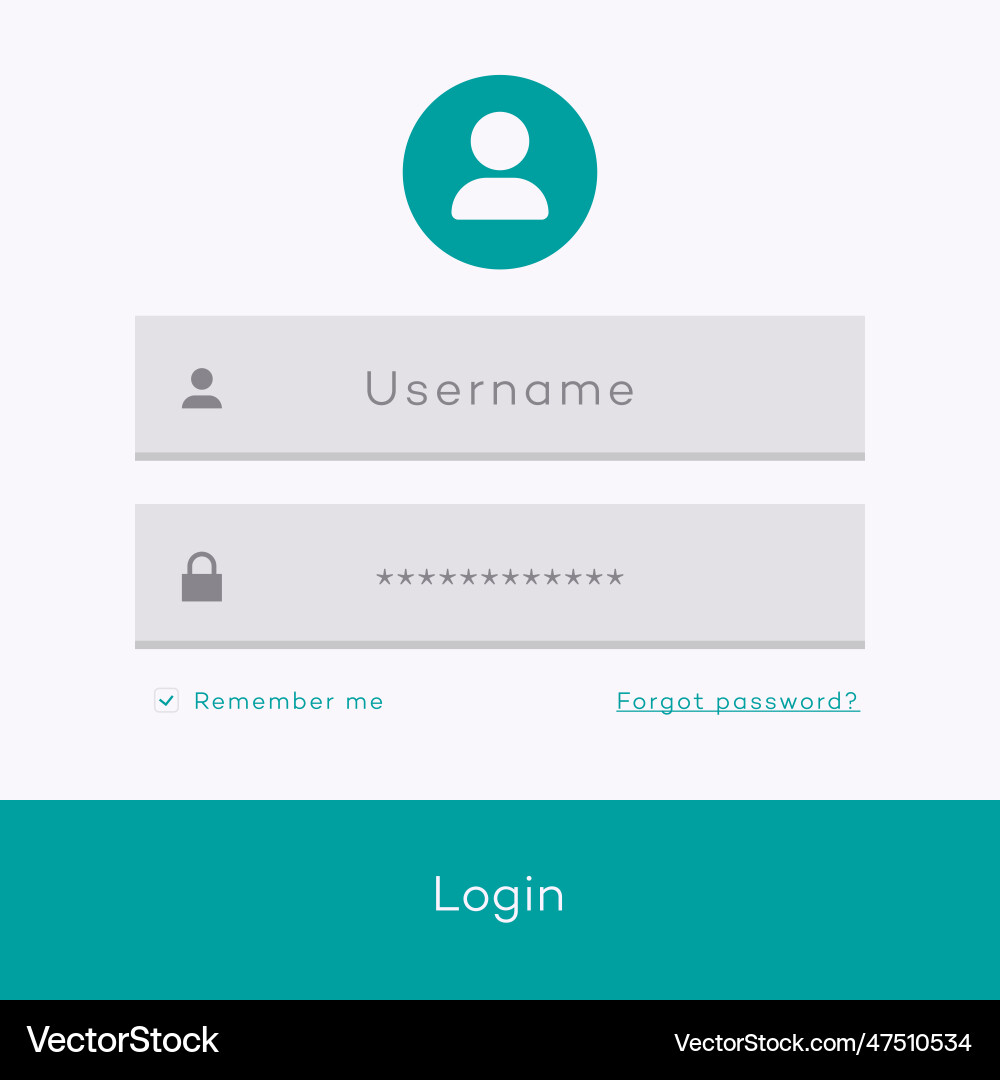 Login form page template minimal style Login form page template minimal style vector image