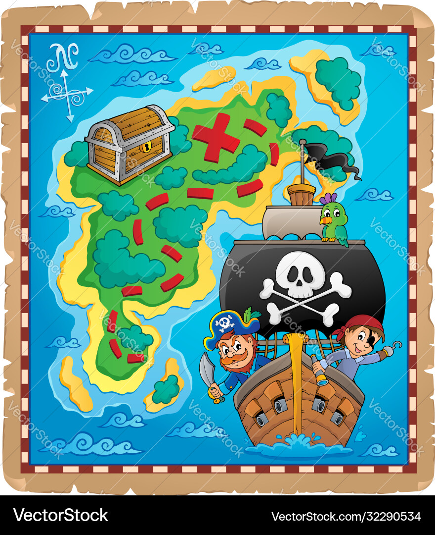 Piratenkarte Thema Bild 6 Piratenkarte Thema Bild 6 vektorbild