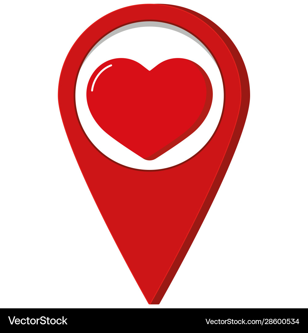 Red map pointer with heart inside icon Red map pointer with heart inside icon vector image