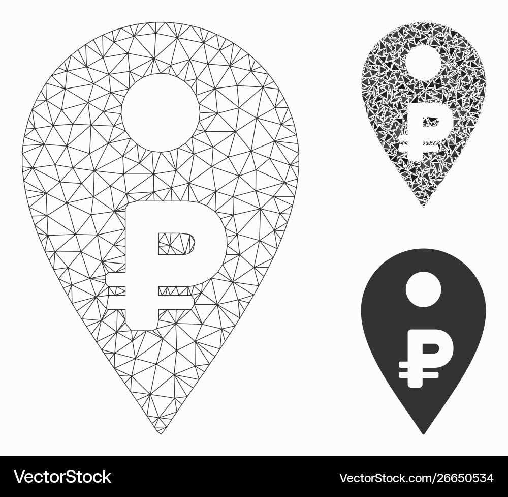 Rouble map marker mesh carcass model Rouble map marker mesh carcass model vector image