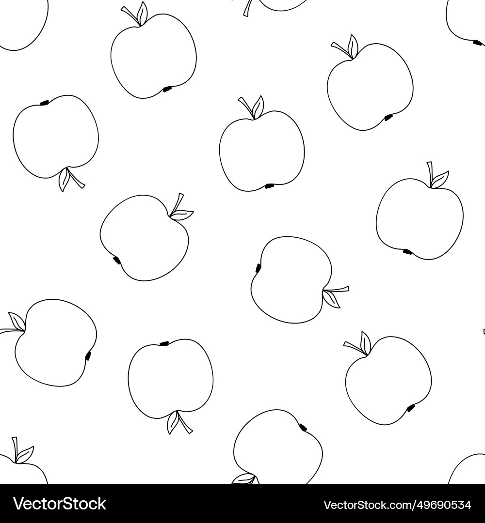 Seamless monochrome pattern with apples Seamless monochrome pattern with apples Vector Image