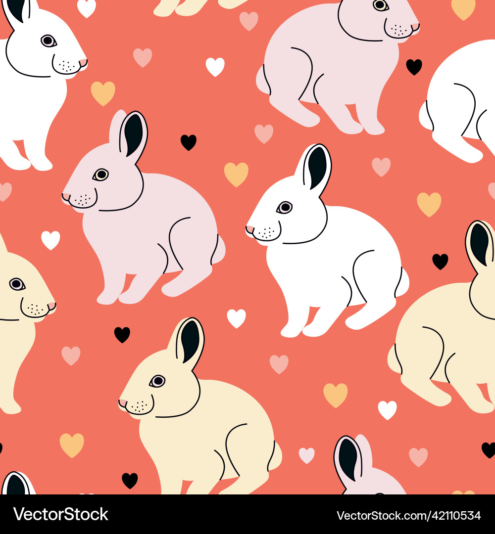 Seamless pattern with sitting rabbits vector image